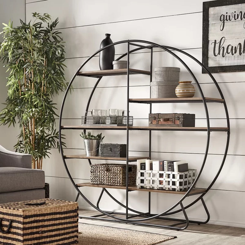 Bulle 61.75'' H X 60.7'' W Steel Etagere Bookcase