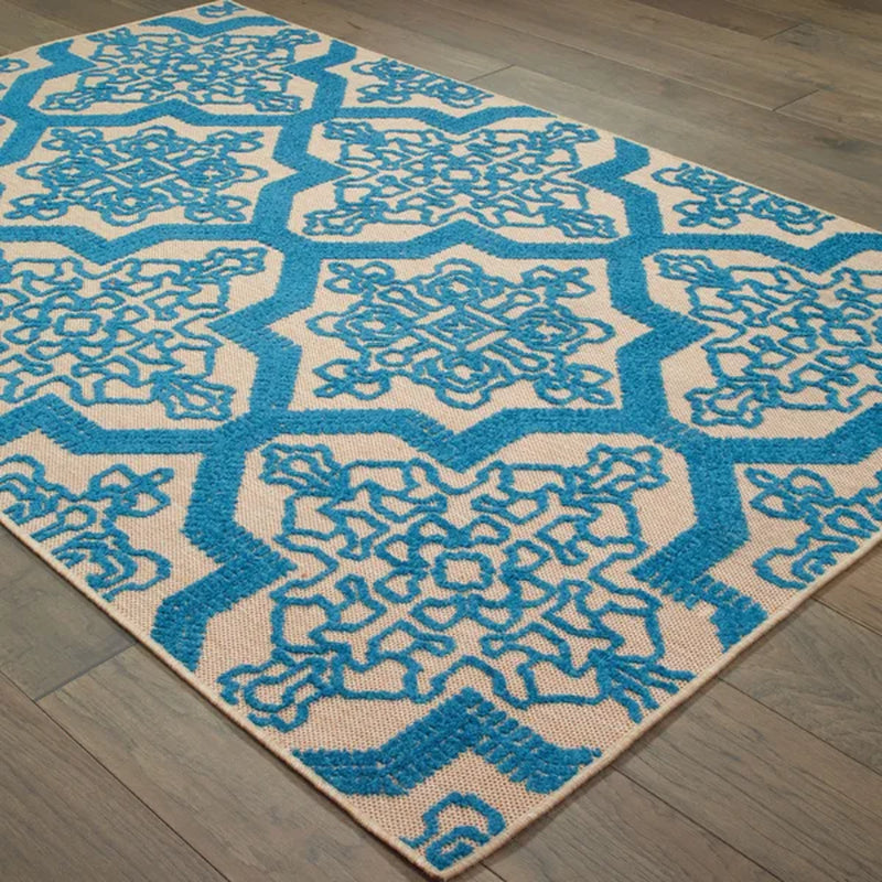 Laub Power Loom Sand/Blue Indoor/Outdoor Rug