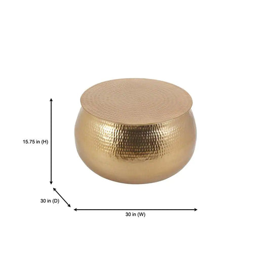 Calluna 31 In. Gold Medium round Metal Coffee Table with Lift Top