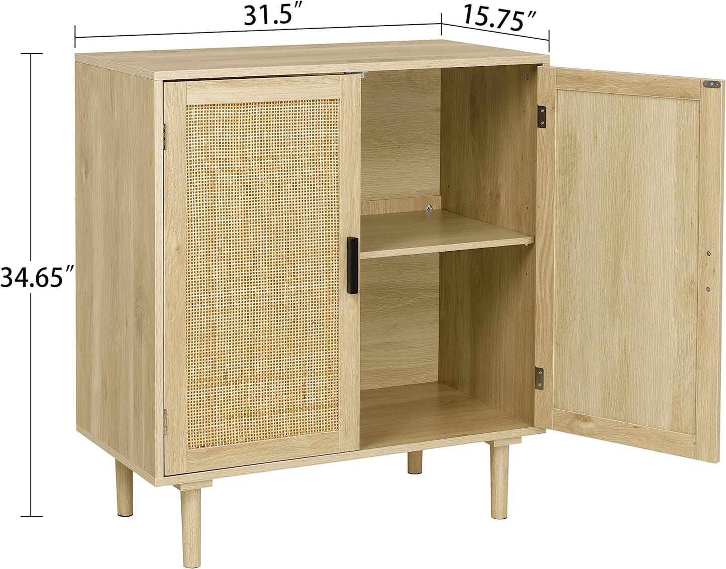 Sideboard Buffet Cabinet with Rattan Decorated Doors