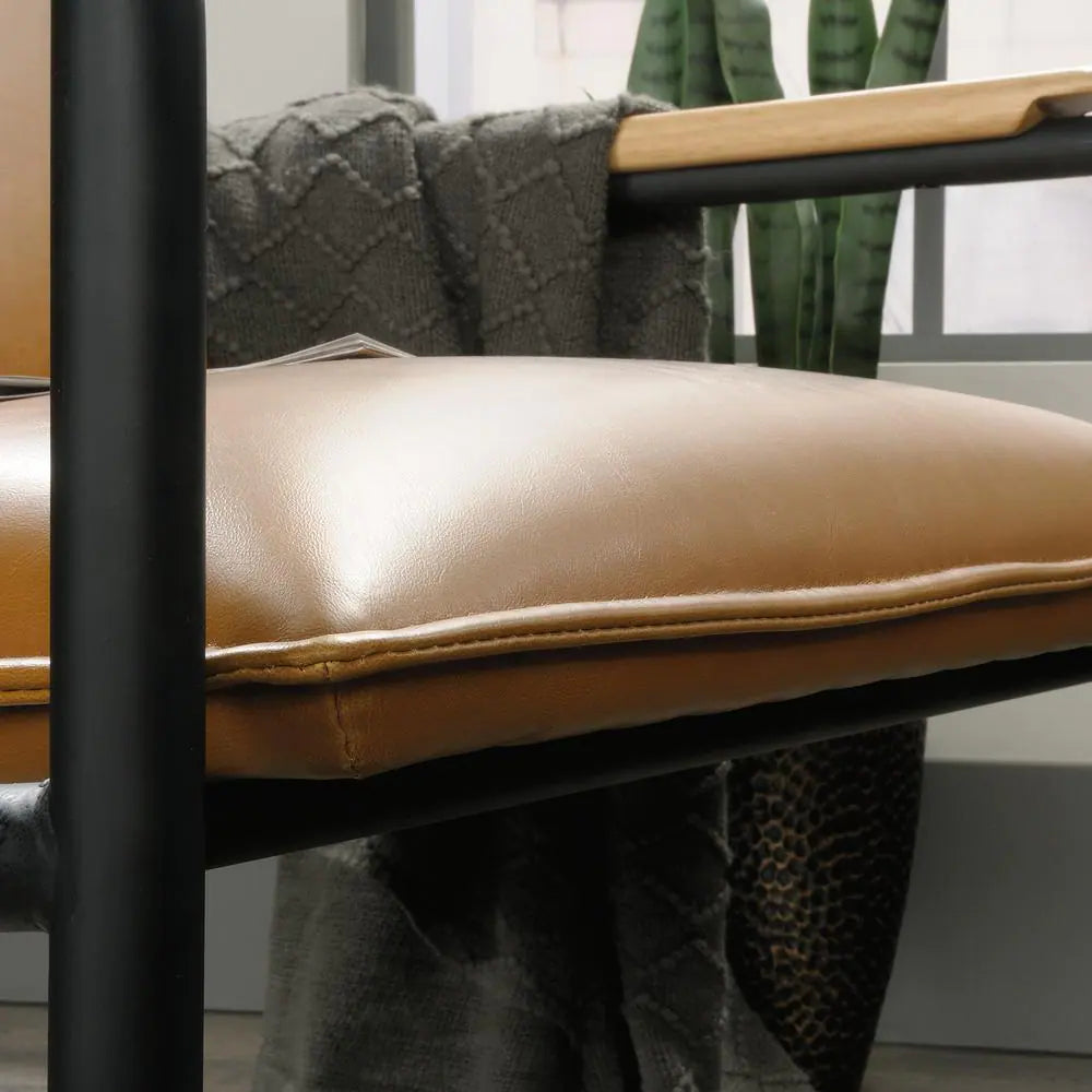 Boulevard Cafe Camel Leather-Like Metal Chair