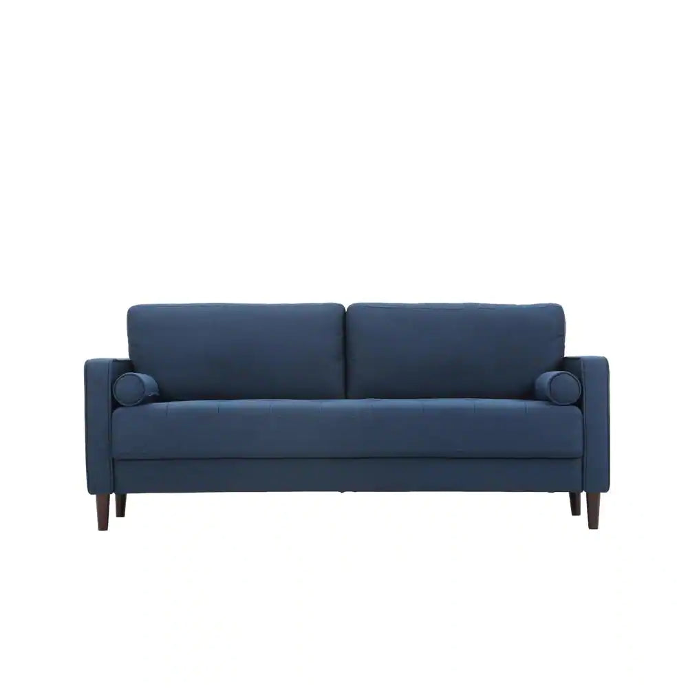 Lillith 31.1 In. Navy Blue Polyester 4-Seater Tuxedo Sofa with Square Arms