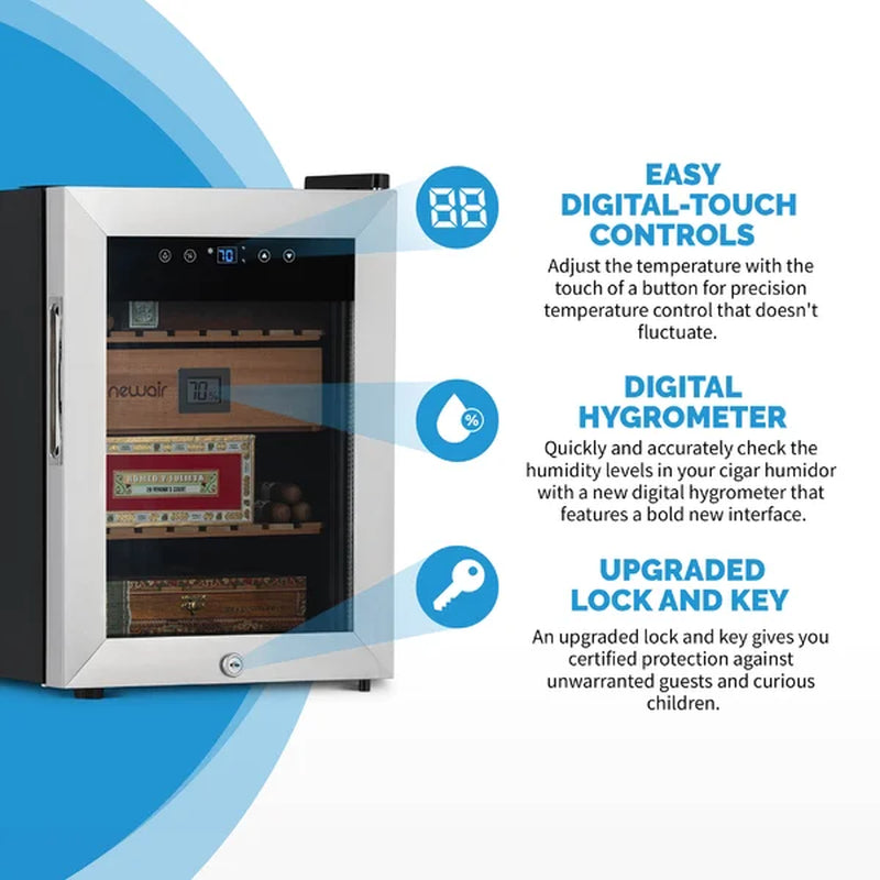 Newair Electric Cigar Humidor Wineador, Thermoelectric with Precision Digital Temperature Controls