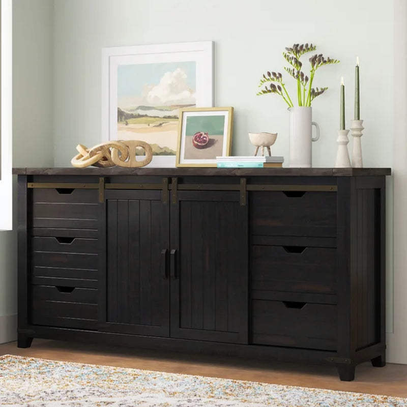 Westhoff 70'' Wide 6 Drawer Pine Solid Wood Sideboard