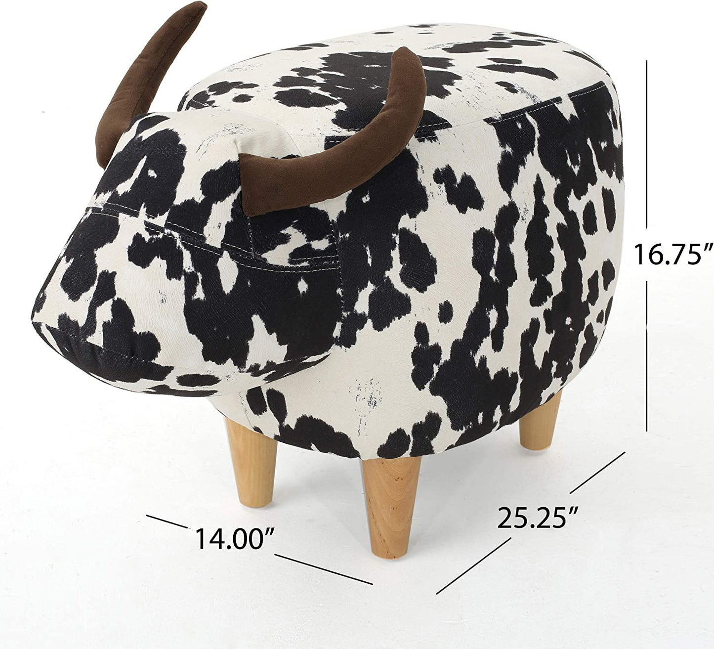 Home Bessie Patterned Velvet Cow Ottoman