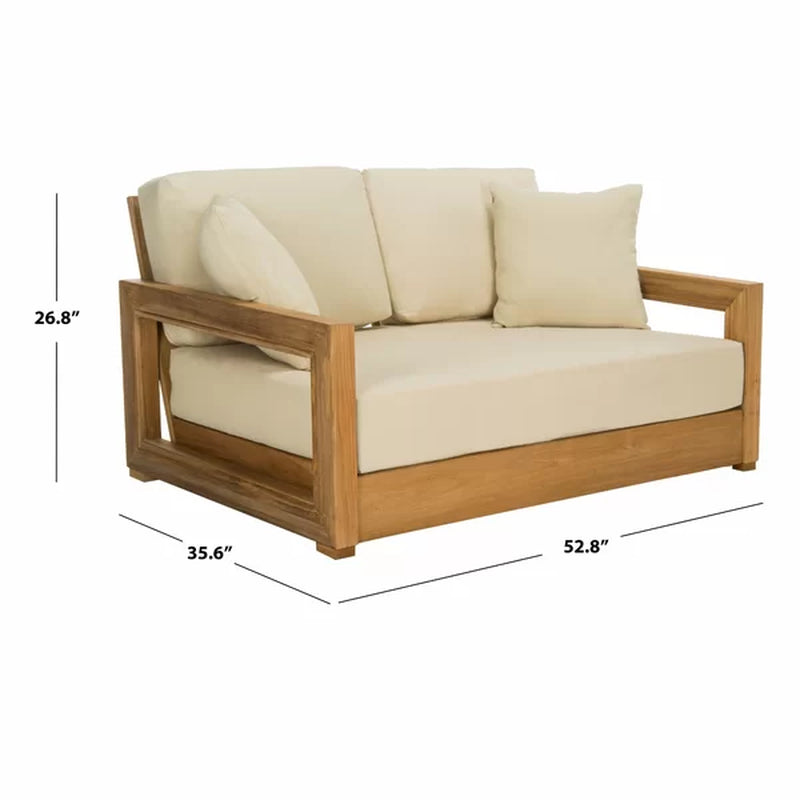 Melrose 52.75'' Wide Outdoor Teak Loveseat with Cushions