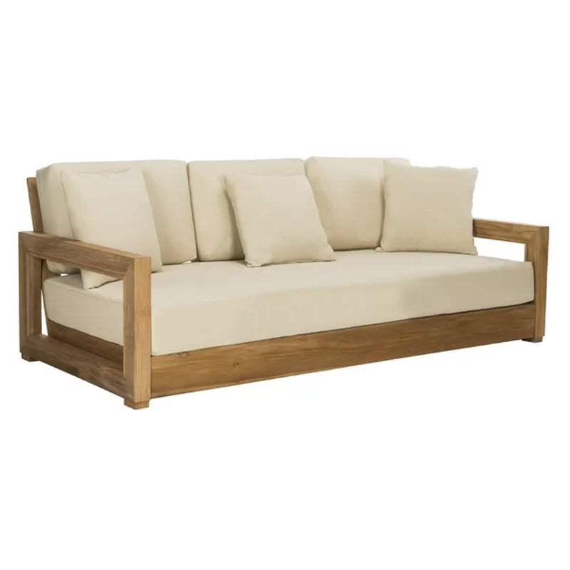 Melrose 76.8'' Wide Outdoor Teak Patio Sofa with Cushions