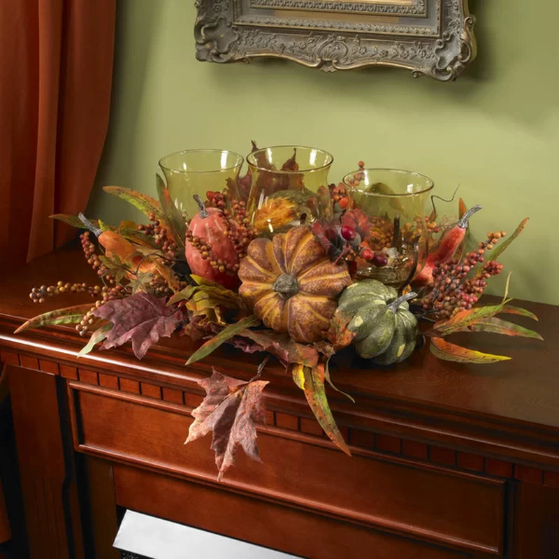 Harvest Triple Flower Mixed Candelabrum in Vase