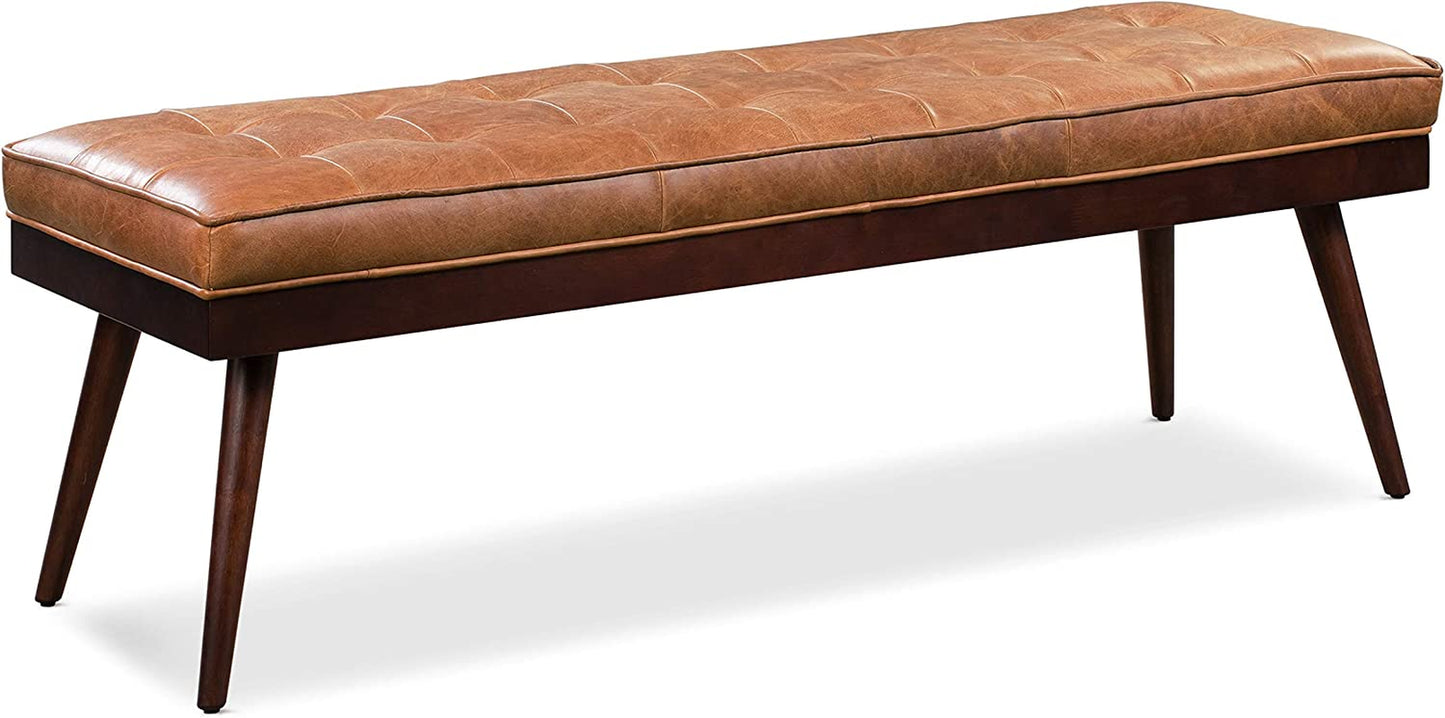 Luca Leather Bench, Tan