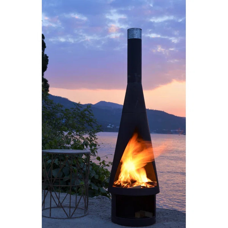 Zaymar 57.87" H Iron Wood Burning Outdoor Chiminea