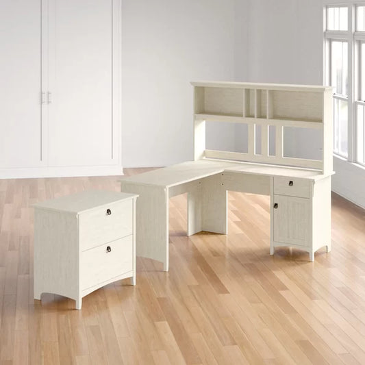 Saraghna L-Shape Credenza Desk with Hutch