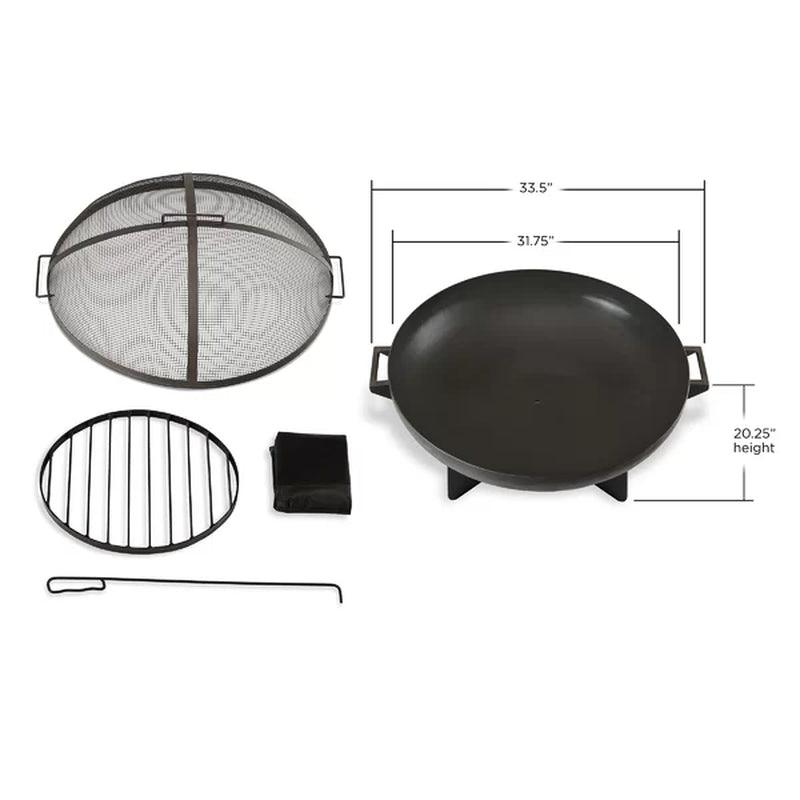 20.25'' H X 36'' W Steel Wood Burning Outdoor Fire Pit