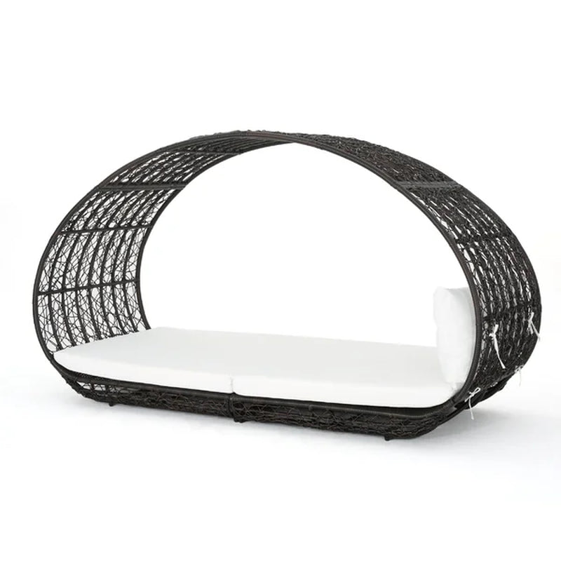 Lavina 91.25'' Wide Outdoor Wicker Patio Daybed with Cushions