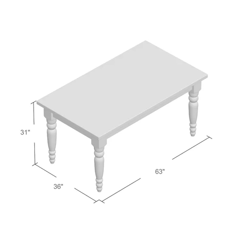 Valerie 63'' Pine Solid Wood Dining Table