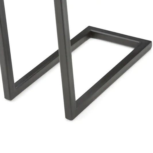 Skyler Solid Mango Wood and Metal 18 In. Wide Rectangle Industrial C Side Table in Dark Cognac Brown, Fully Assembled