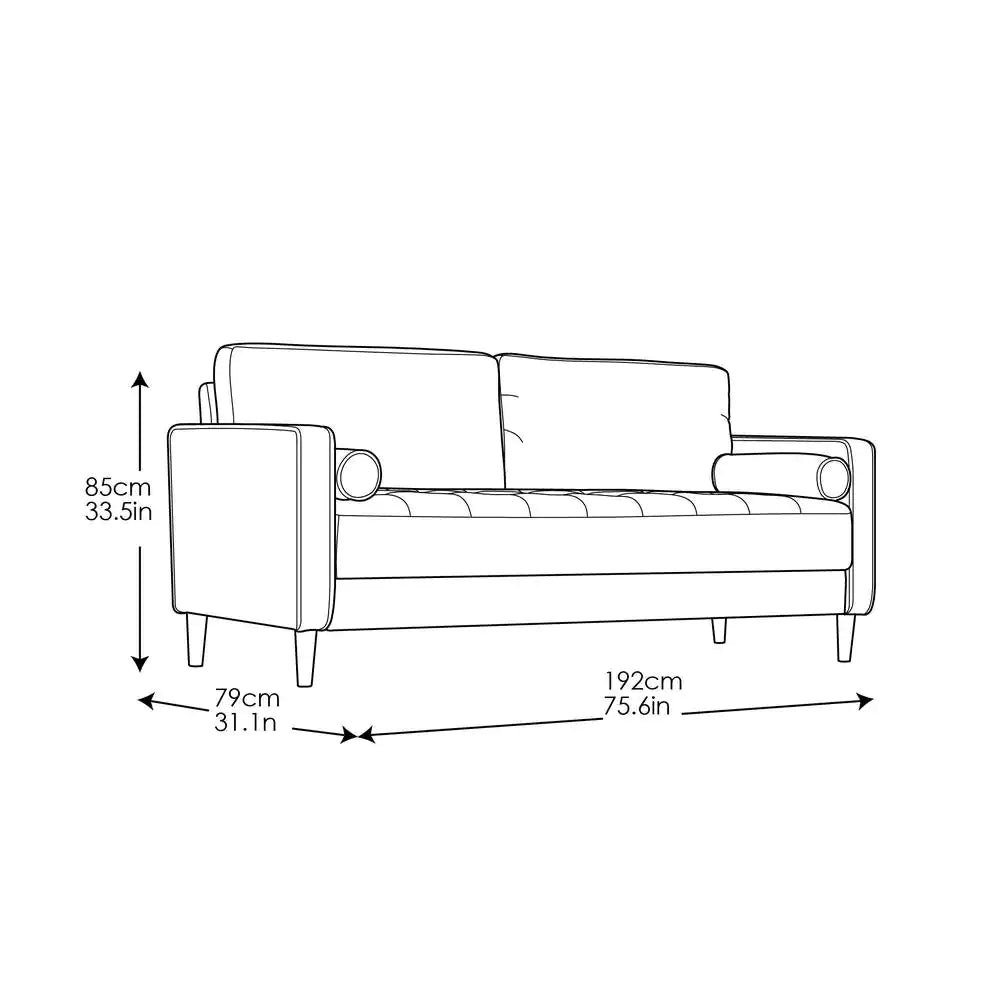 Lillith 31.1 In. Navy Blue Polyester 4-Seater Tuxedo Sofa with Square Arms