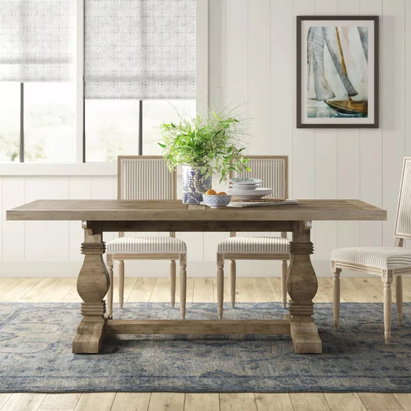 Kinston 78'' Pine Solid Wood Trestle Dining Table