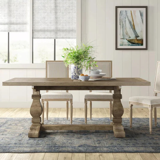 Kinston 78'' Pine Solid Wood Trestle Dining Table