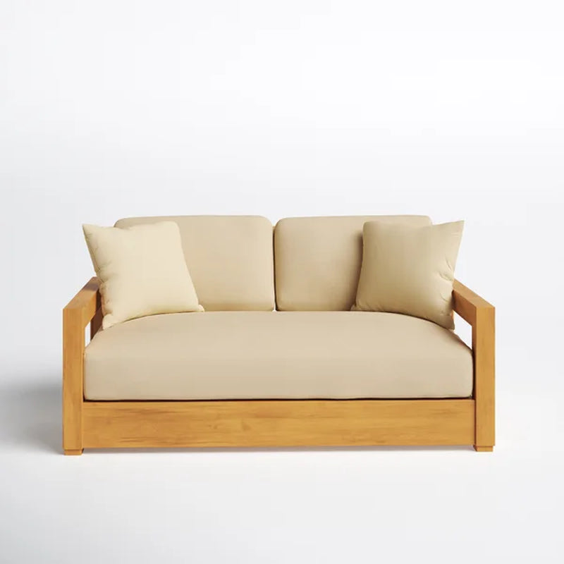 Melrose 52.75'' Wide Outdoor Teak Loveseat with Cushions