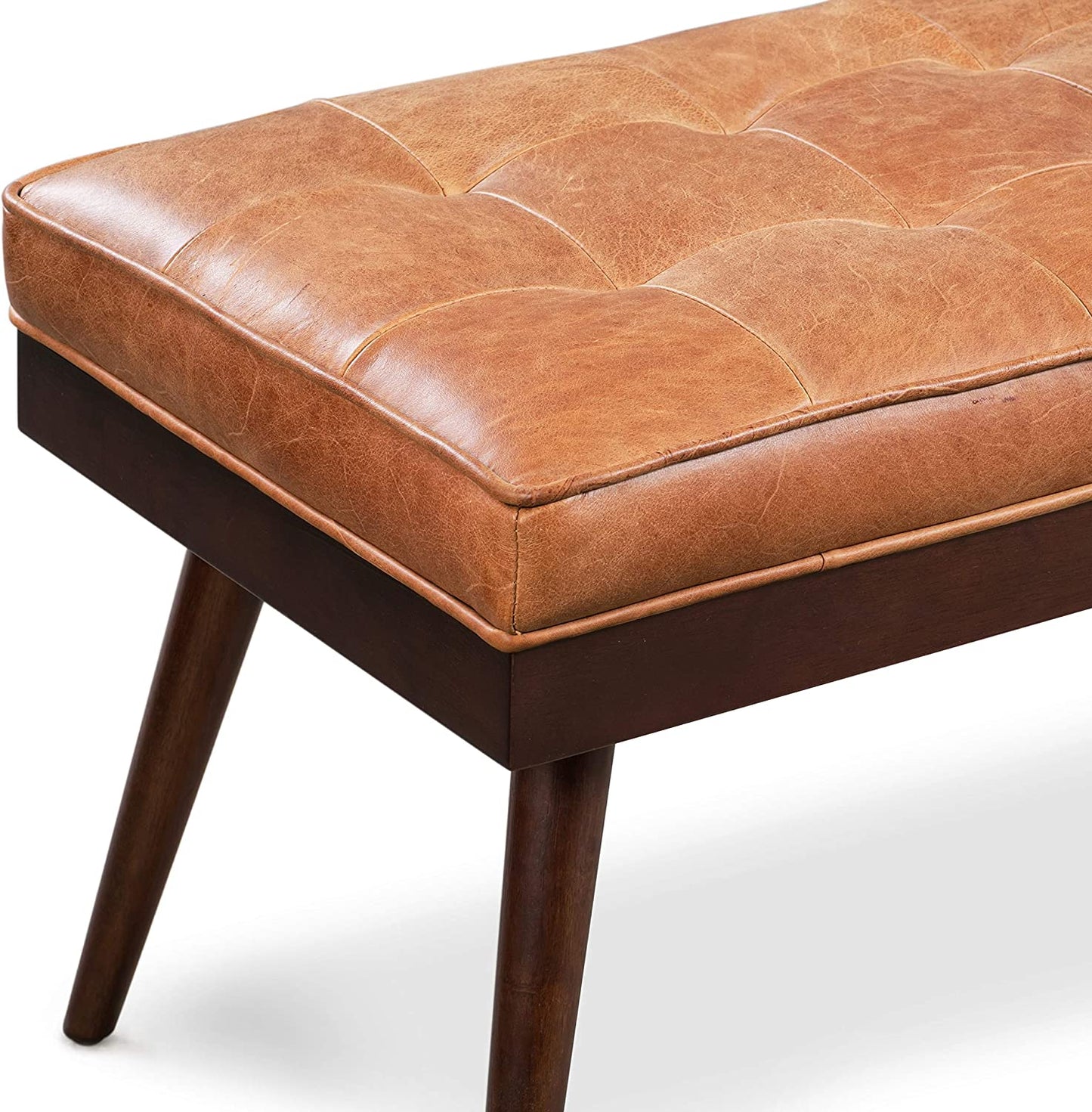 Luca Leather Bench, Tan