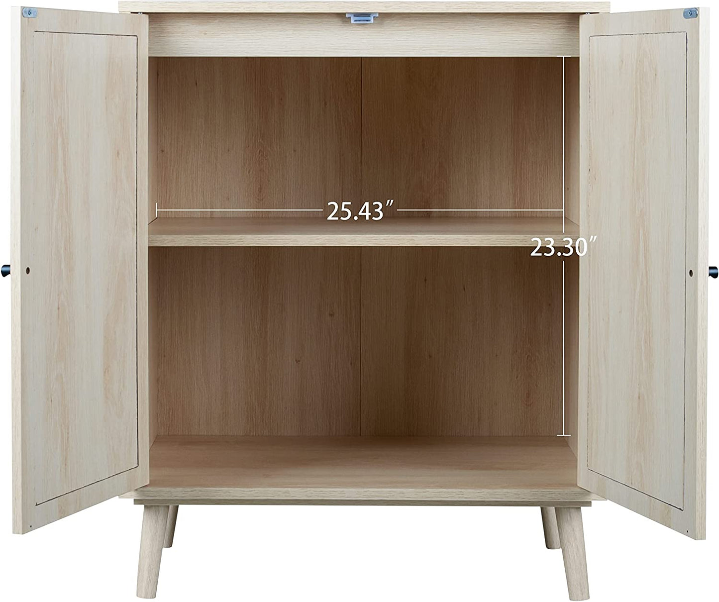Rattan Sideboard Buffet Cabinet, Accent Kitchen Storage Cabinet Console Table with Adjustable Shelves for Living Room, Dining Room, Bedroom (Natural)