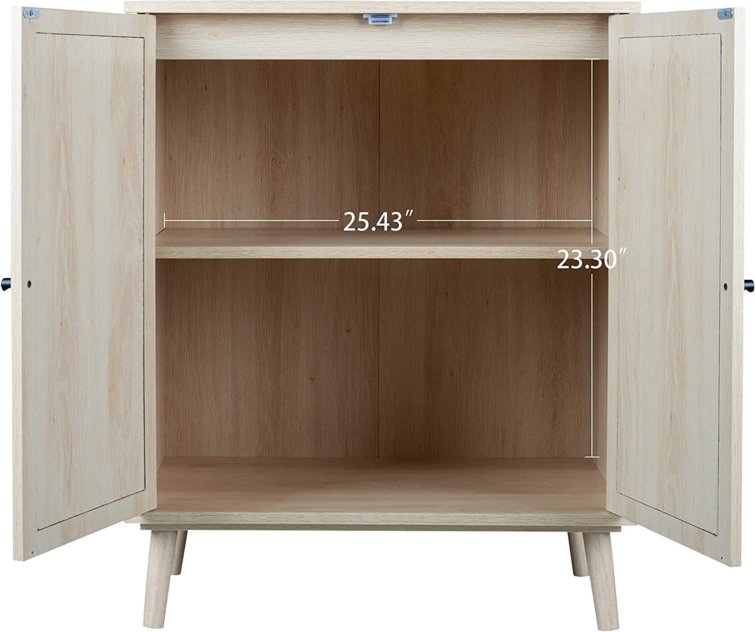 Rattan Sideboard Buffet Cabinet, Accent Kitchen Storage Cabinet Console Table with Adjustable Shelves for Living Room, Dining Room, Bedroom (Natural)