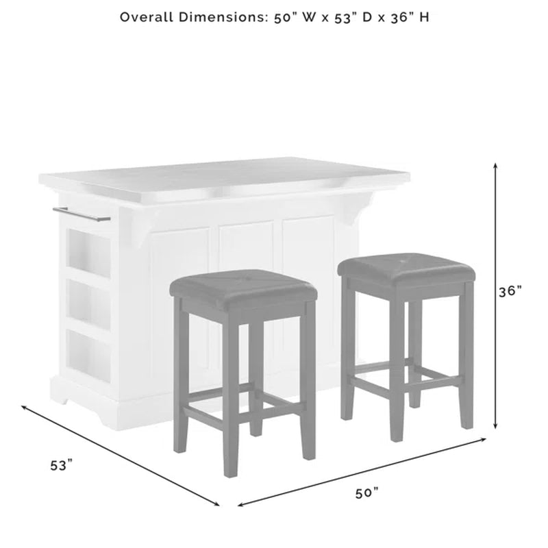 Diamondback 50'' Wide Rolling Kitchen Island Set with Stainless Steel Top