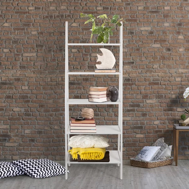 Saruhan 72'' H X 24.75'' W Solid Wood Ladder Bookcase