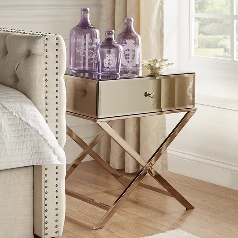 Gasaway 26.5'' Tall Cross Legs End Table with Storage