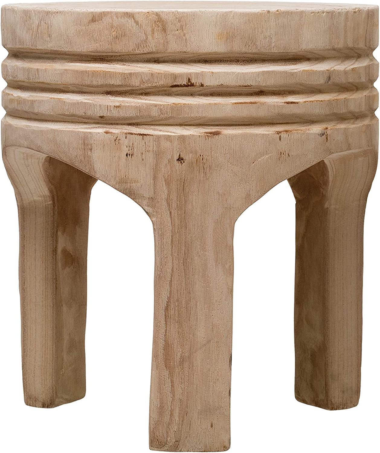 Creative Co-Op Paulownia Wood Stool, Natural