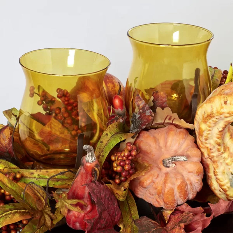 Harvest Triple Flower Mixed Candelabrum in Vase