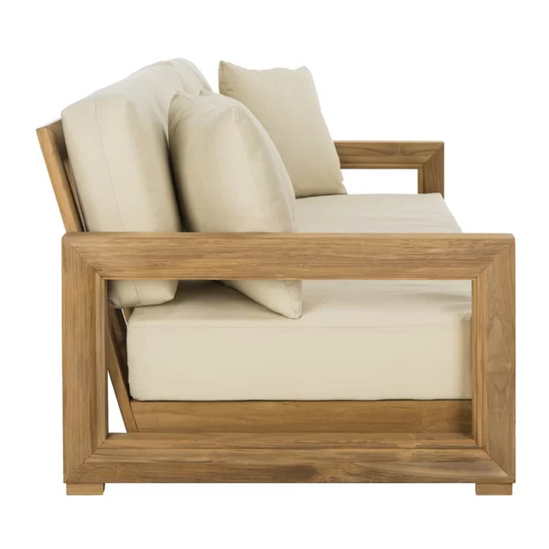 Melrose 76.8'' Wide Outdoor Teak Patio Sofa with Cushions