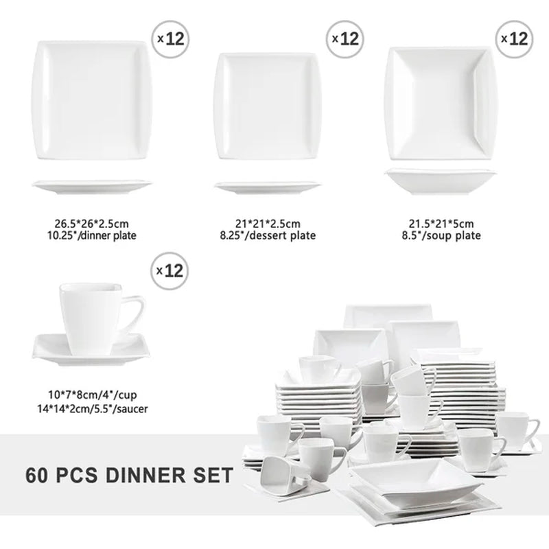 Ivy Bronx Brunetti Porcelain China Dinnerware - Set of 60
