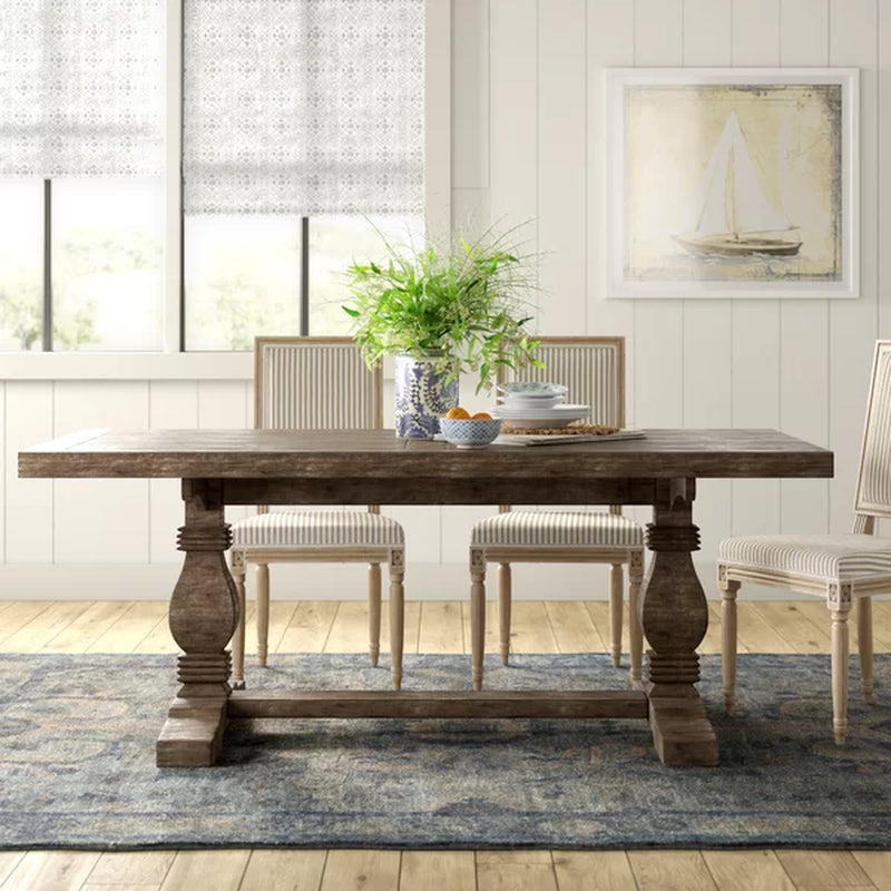 Kinston 78'' Pine Solid Wood Trestle Dining Table