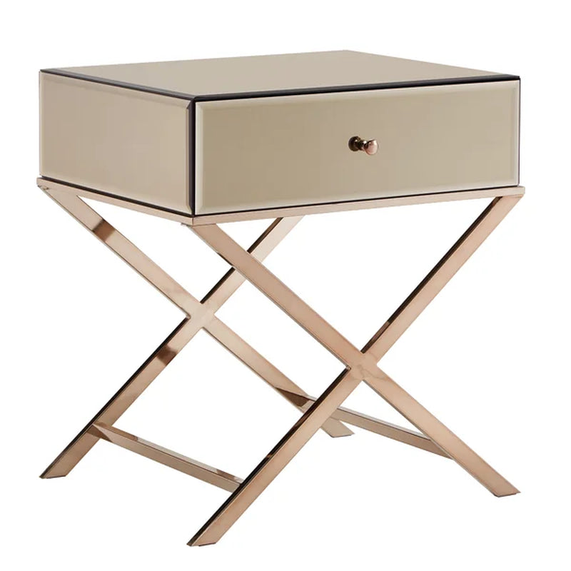Gasaway 26.5'' Tall Cross Legs End Table with Storage