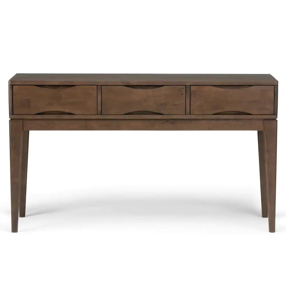 Harper Solid Hardwood 54 In. Wide Mid-Century Modern Console Sofa Table in Walnut Brown