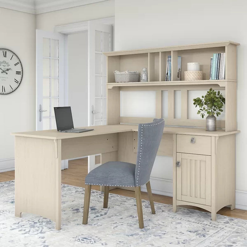 Saraghna L-Shape Credenza Desk with Hutch