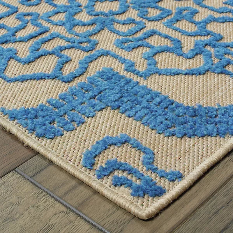 Laub Power Loom Sand/Blue Indoor/Outdoor Rug