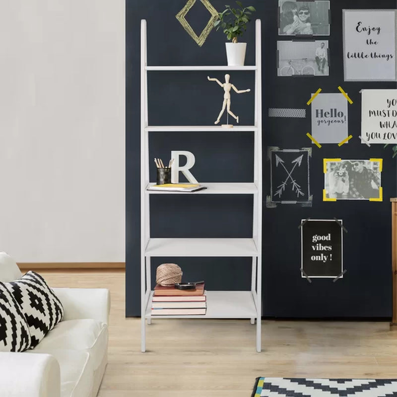 Saruhan 72'' H X 24.75'' W Solid Wood Ladder Bookcase
