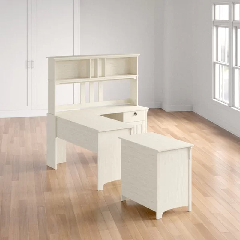 Saraghna L-Shape Credenza Desk with Hutch