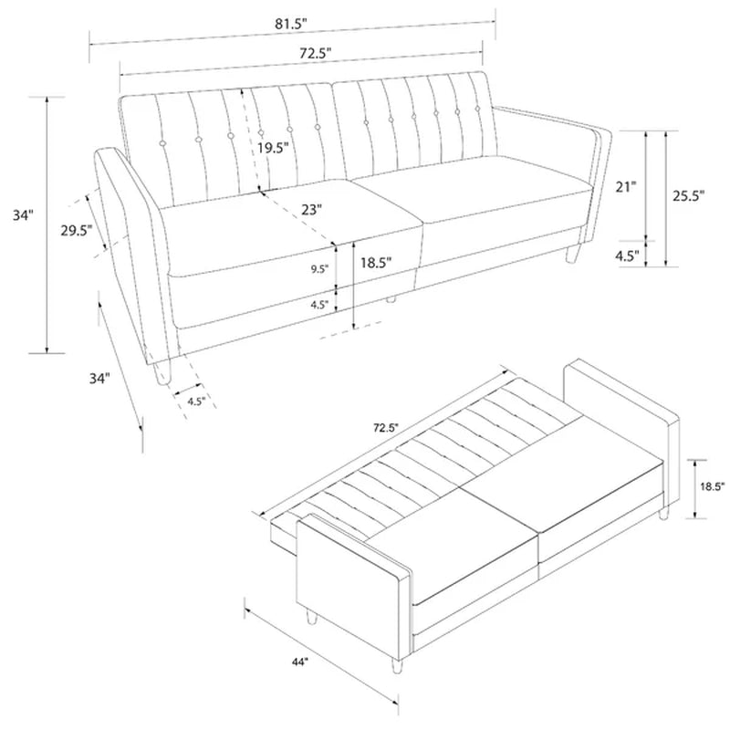 Vegan Leather Sleeper Sofa