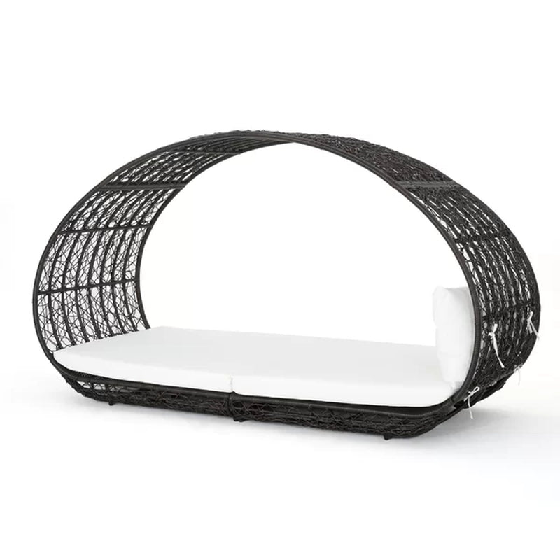 Lavina 91.25'' Wide Outdoor Wicker Patio Daybed with Cushions