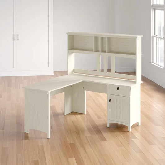 Saraghna L-Shape Credenza Desk with Hutch