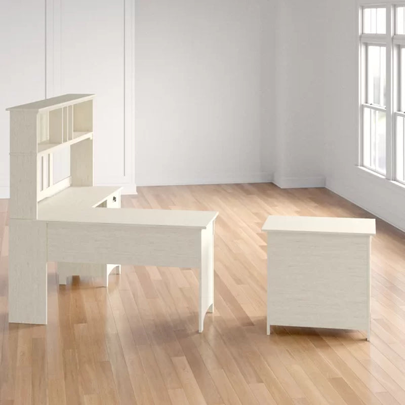 Saraghna L-Shape Credenza Desk with Hutch