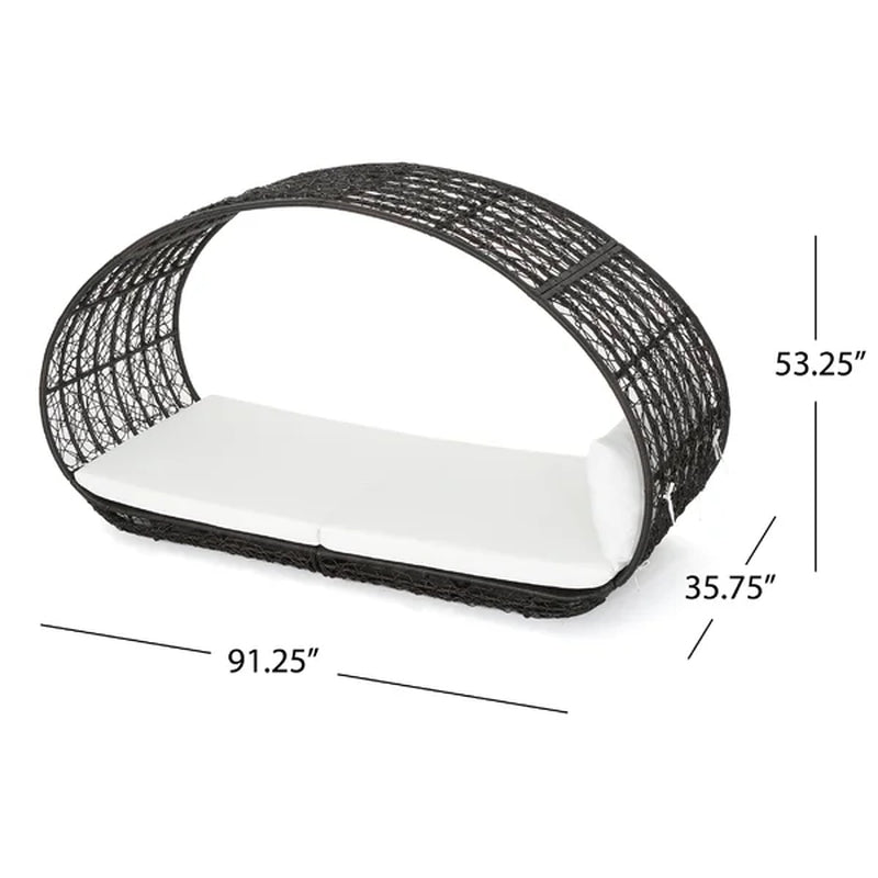 Lavina 91.25'' Wide Outdoor Wicker Patio Daybed with Cushions