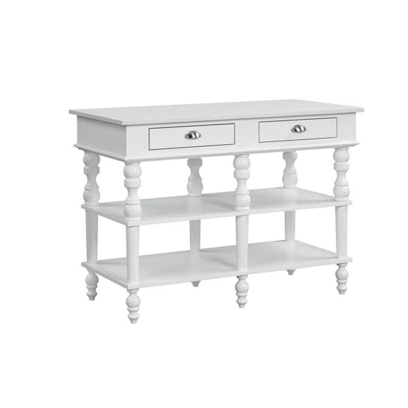 48'' Wide Rolling Kitchen Island with Marble Top