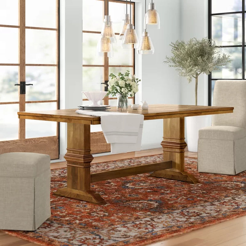 Ullin 78.74'' Solid Wood Trestle Dining Table