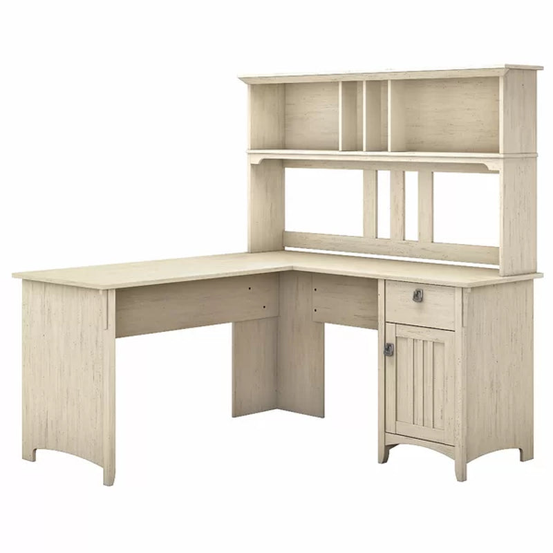 Saraghna L-Shape Credenza Desk with Hutch