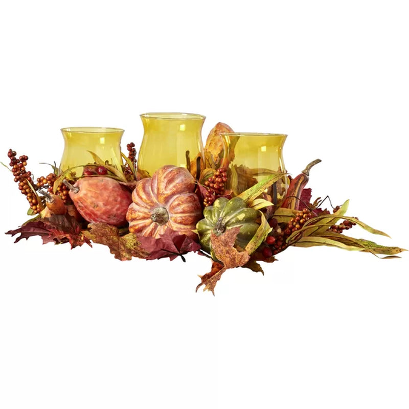 Harvest Triple Flower Mixed Candelabrum in Vase