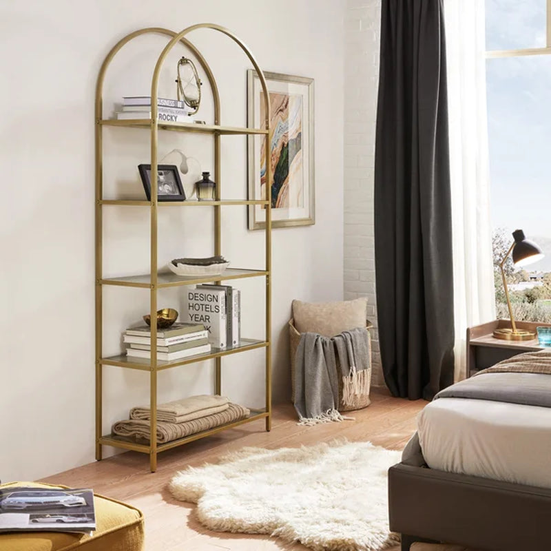 Kendra 72.2'' H X 32.7'' W Steel Etagere Bookcase